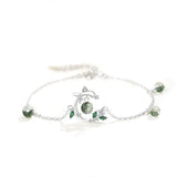925 Sterling Silver Green Crystal Leaf Earring Necklace Set