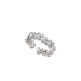 925 Silver Zircon Pearls Ring Women Office Jewelry Gift