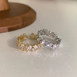 925 Silver Zircon Pearls Ring Women Office Jewelry Gift