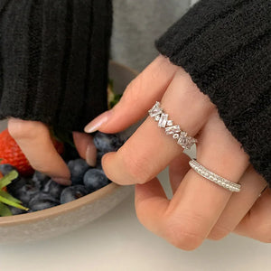 925 Silver Zircon Pearls Ring Women Office Jewelry Gift