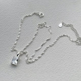 925 Silver Zircon Necklace for Women Girl Geometry Jewelry Gift