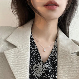 925 Silver Zircon Necklace for Women Girl Geometry Jewelry Gift