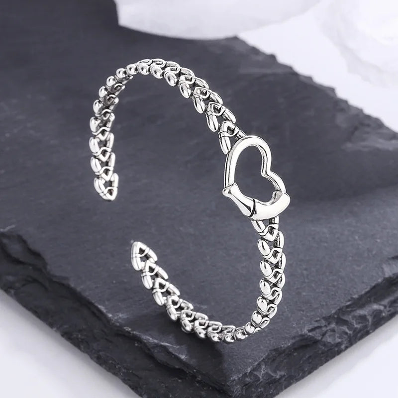 925 Sterling Silver Intertwined Love Bracelet for Women