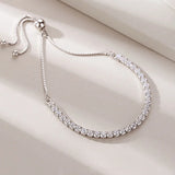 Adjustabl 925 Silver Bracelet Zircon Bride Jewelry