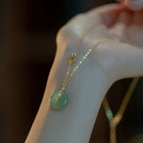 Elbow Bead Chain Hetian Jade Necklace Fresh Temperament Ins