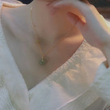 Elbow Bead Chain Hetian Jade Necklace Fresh Temperament Ins