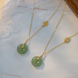 Elbow Bead Chain Hetian Jade Necklace Fresh Temperament Ins