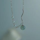 Elbow Bead Chain Hetian Jade Necklace Fresh Temperament Ins