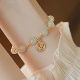 Hetian Jade Bracelet Lucky Character Beading Jewelry Gift