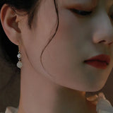 Hetian Jade Earrings for Women Girls Round pearl Jewelry