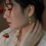 Hetian Jade Earrings for Women Girls Round pearl Jewelry