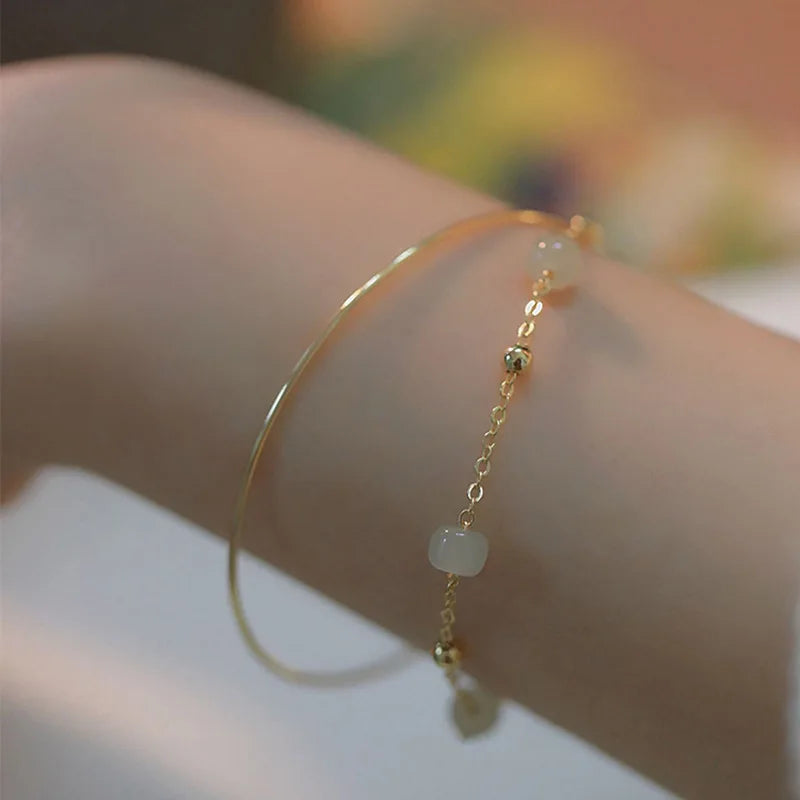 Hotan Jade Bracelet Double Layer Blessing Jewelry Year Gift
