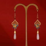 Hetian Jade Earrings Ethnic Style Enamel