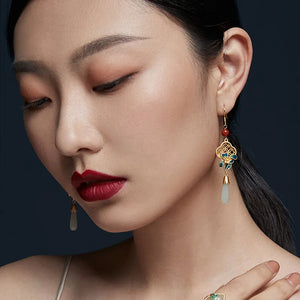 Hetian Jade Earrings Ethnic Style Enamel