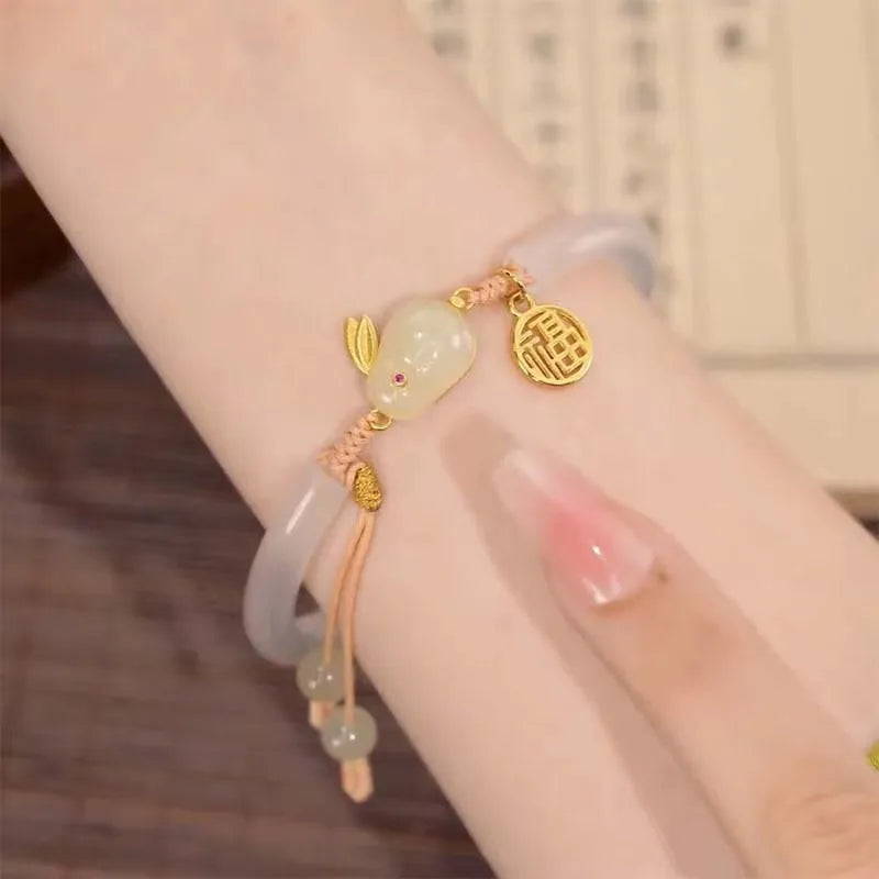 Rabbit Adjustable Bracelet Hotan Jade Sweet Jewelry Birthday Gift