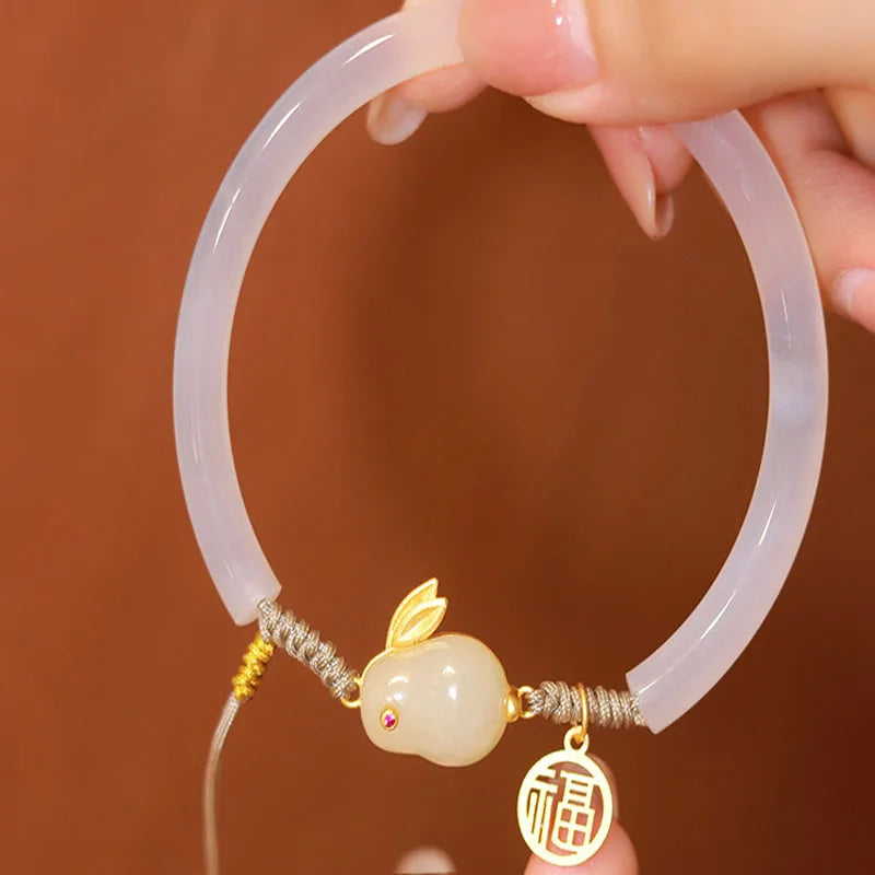 Rabbit Adjustable Bracelet Hotan Jade Sweet Jewelry Birthday Gift