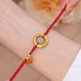 Red String Hetian Jade Bracelets for Women Donut&Ball Jewelry