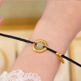 Red String Hetian Jade Bracelets for Women Donut&Ball Jewelry