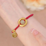 Red String Hetian Jade Bracelets for Women Donut&Ball Jewelry