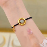 Red String Hetian Jade Bracelets for Women Donut&Ball Jewelry
