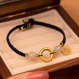 Red String Hetian Jade Bracelets for Women Frosted Jewelry