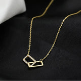 S925 Double Diamond Square Necklace Female Light High Sense Pendant