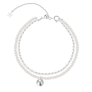 S925 Silver Gypsophila Pearl Double Bracelet Wedding Gift