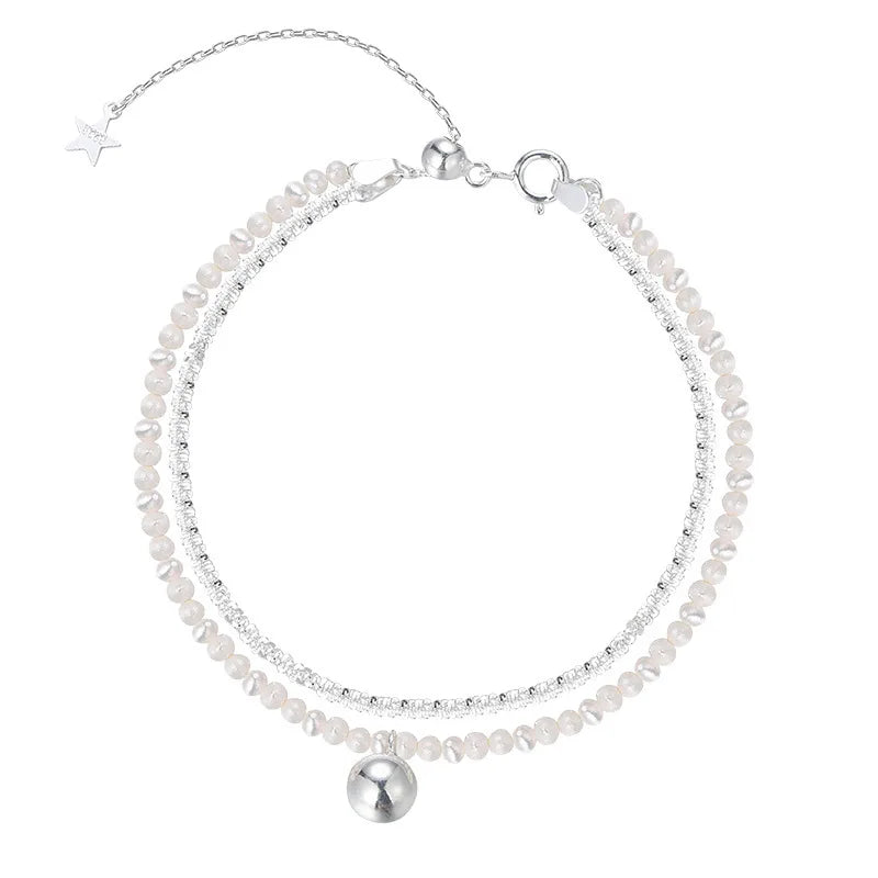 S925 Silver Gypsophila Pearl Double Bracelet Wedding Gift