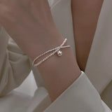S925 Silver Gypsophila Pearl Double Bracelet Wedding Gift