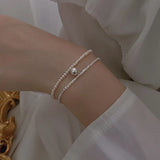 S925 Silver Gypsophila Pearl Double Bracelet Wedding Gift