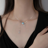 925 Silver Moonstone Unicorn Necklace Women's Clavicle Chain Gift