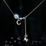 925 Silver Moonstone Unicorn Necklace Women's Clavicle Chain Gift