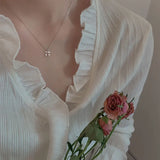 S925 Silver Pearl Cherry Women Light Necklace