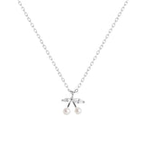 S925 Silver Pearl Cherry Women Light Necklace