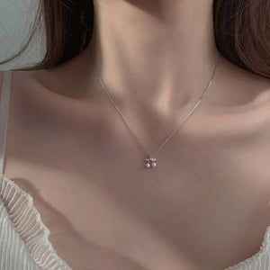 S925 Silver Pearl Cherry Women Light Necklace