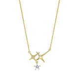 S925 Silver Stars Moon Tassel Necklace Feminine Clavicle Chain