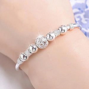 Silver Anxious Bracelet for Women Girl Birthday Gift Hollow Out Ball Adjustable