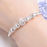 Silver Anxious Bracelet for Women Girl Birthday Gift Hollow Out Ball Adjustable
