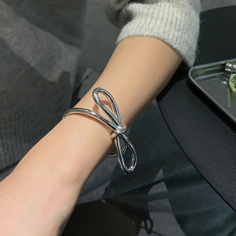 Silver Bow Knot Bracelet Women's Birthday Gift Charm Vintage Jewelry