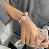 Silver Double Ball Bracelet for Women Girl Birthaday Gift