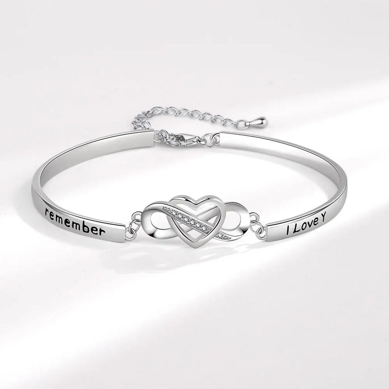 Silver Love Heart Bracelet Zircon Infinite Letter Eternal Love Jewelry Gift