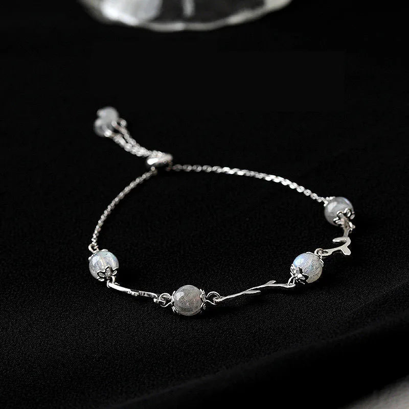 Silver Moonstone Bracelet for Women Irregular Jewelry Gift