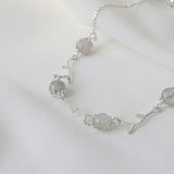 Silver Moonstone Bracelet for Women Irregular Jewelry Gift