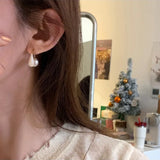 Silver Pearl Dropwise Glaze Earring for Women Girl Water Drop Irregular
