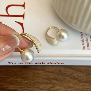 Silver Pearl Dropwise Glaze Earring for Women Girl Water Drop Irregular