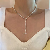 VENTFILLE Silver Pearl Necklace Beads Choker Neck Chain Kpop Vintage Jewelry