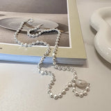 VENTFILLE Silver Pearl Necklace Beads Choker Neck Chain Kpop Vintage Jewelry