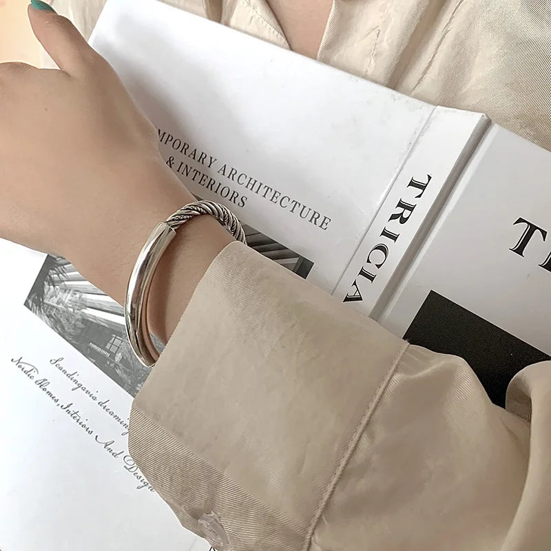 Silver Vintage Circular Weave Bracelet for Women