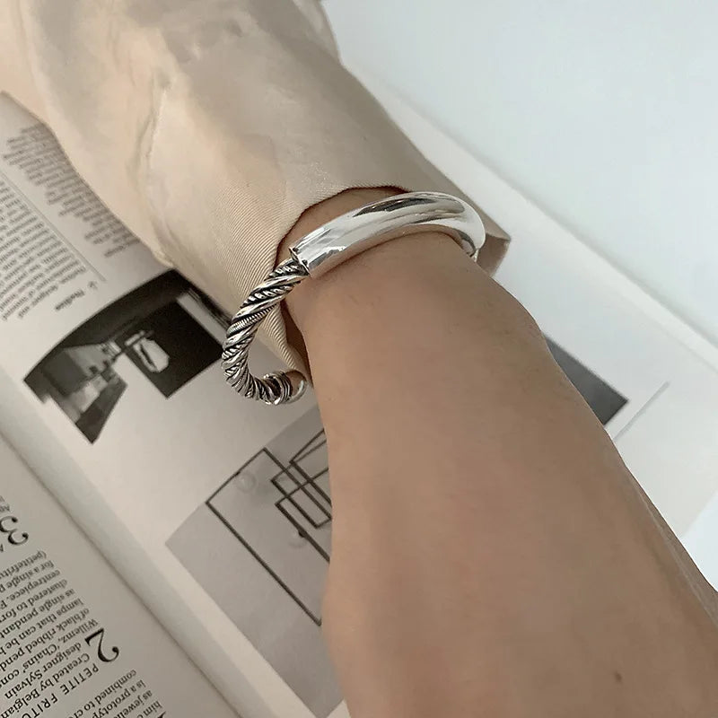 Silver Vintage Circular Weave Bracelet for Women