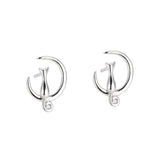Silver Moon Cat Earrings Women's Pearl Moonstone Opal Jewelry Gift